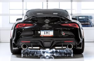 Toyota Supra Performance Exhaust - AWE Tuning - Cat-Back Touring, Non-Resonated, 5in Tips, Drone-Canceling Technology - Diamond Black - `20-`27